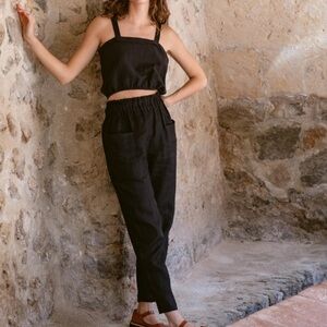 Ozma of California Utility Pant, Heavy Laundered Linen in Black Women’s XS